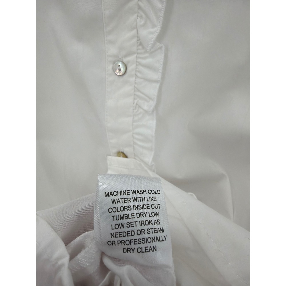 Hester & Orchard Lg White Ruffle Lace‎ Sleeve Button Down Peasant Blouse Cottage - Picture 8 of 8